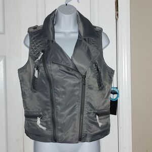Anorak gray waterproof multi zipper vest  Sz S  NWT